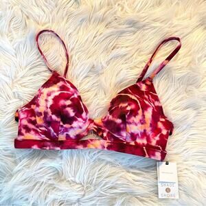 Shade And Shore Pink Orange Tie Dye Underwire Bralette Bikini Top 34B 34 B new